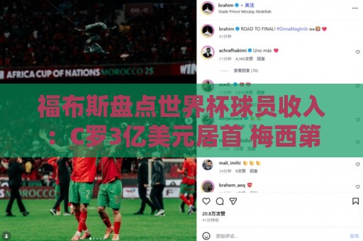 福布斯盘点世界杯球员收入：C罗3亿美元居首 梅西第2内马尔第11